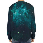 Dark Teal Galaxy Space Print Long Sleeve Baseball Jersey