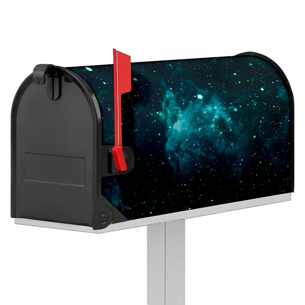 Dark Teal Galaxy Space Print Mailbox Cover