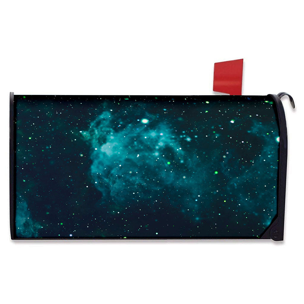 Dark Teal Galaxy Space Print Mailbox Cover
