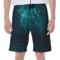 Dark Teal Galaxy Space Print Men's Beach Shorts