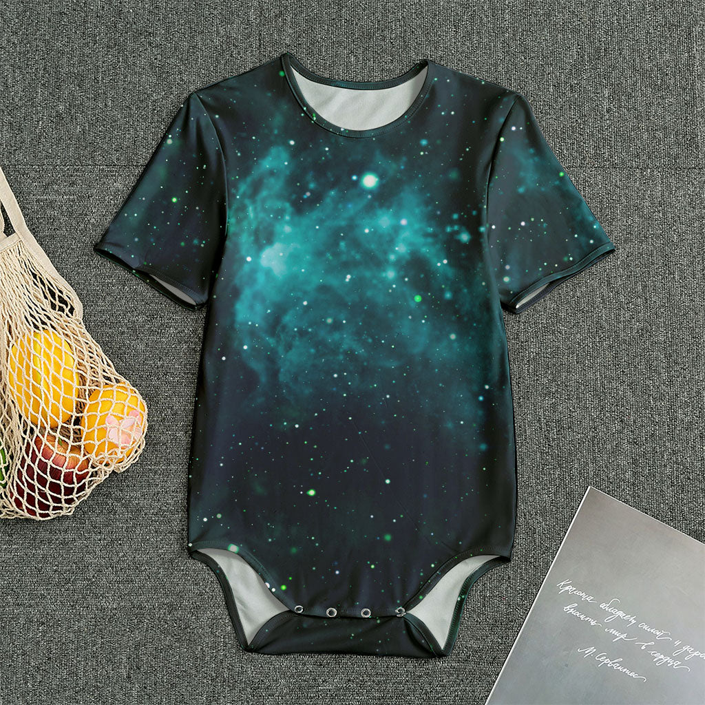 Dark Teal Galaxy Space Print Men's Bodysuit