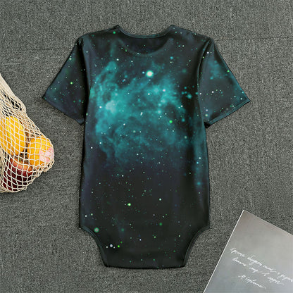 Dark Teal Galaxy Space Print Men's Bodysuit
