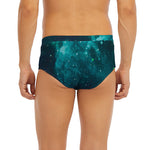 Dark Teal Galaxy Space Print Men's Briefs