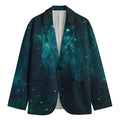 Dark Teal Galaxy Space Print Men's Cotton Blazer