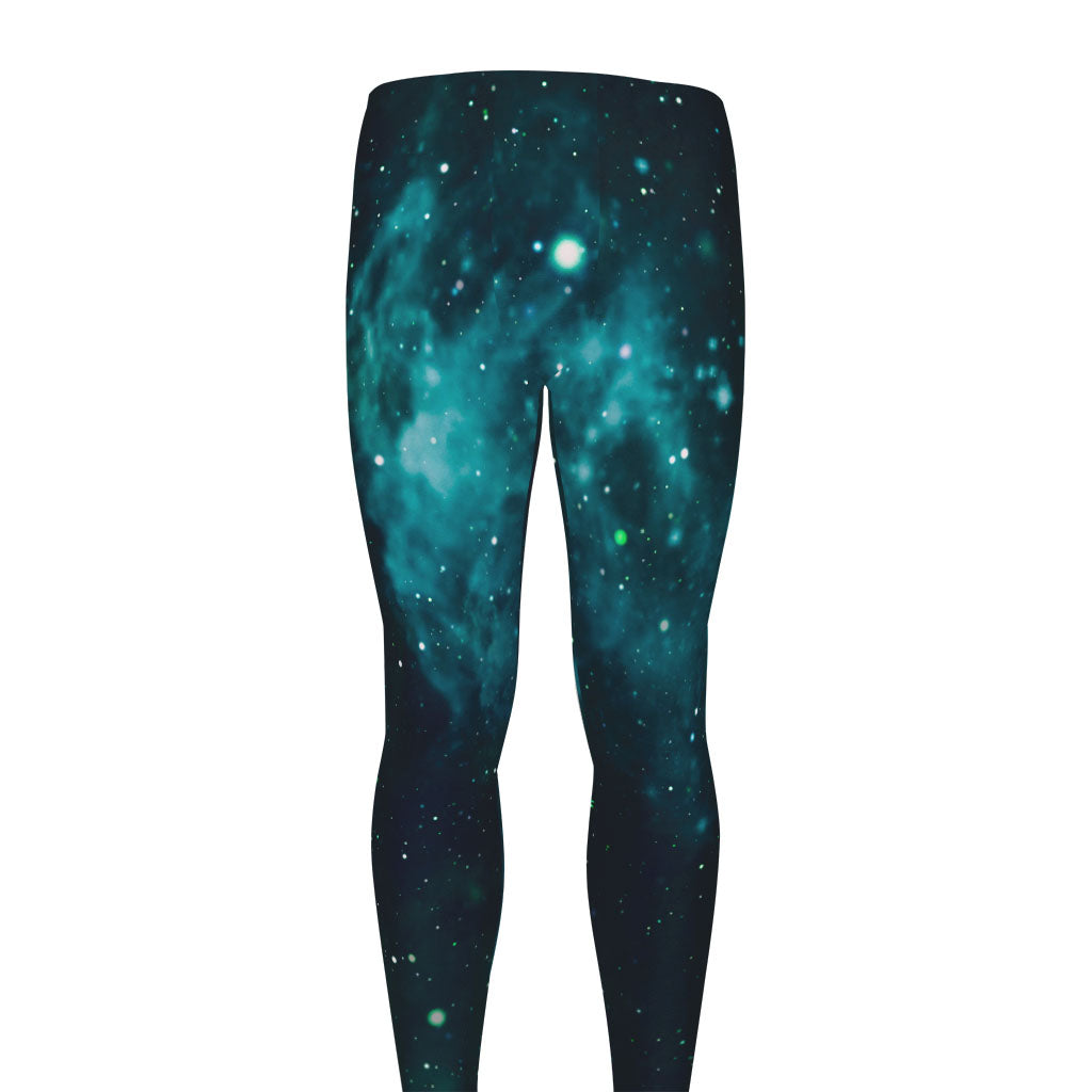 Dark Teal Galaxy Space Print Men's leggings