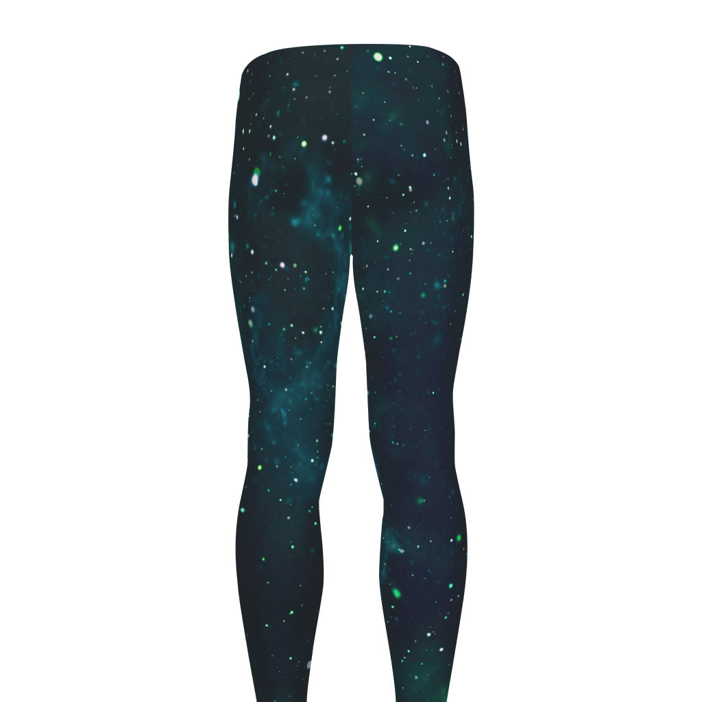 Dark Teal Galaxy Space Print Men's leggings