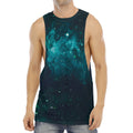 Dark Teal Galaxy Space Print Men's Muscle Tank Top