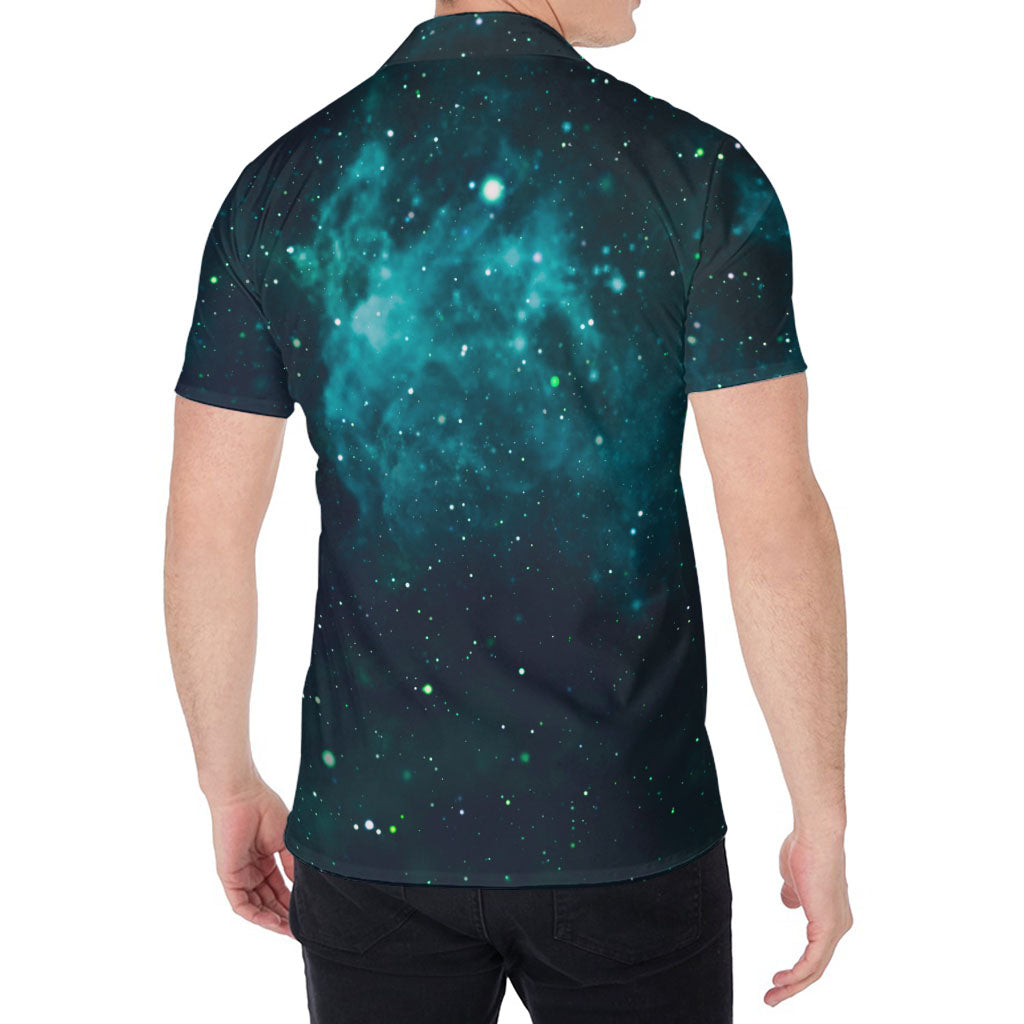 Dark Teal Galaxy Space Print Men's Shirt