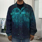 Dark Teal Galaxy Space Print Men's Shirt Jacket
