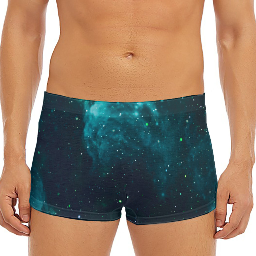 Dark Teal Galaxy Space Print Men's Short Boxer Briefs