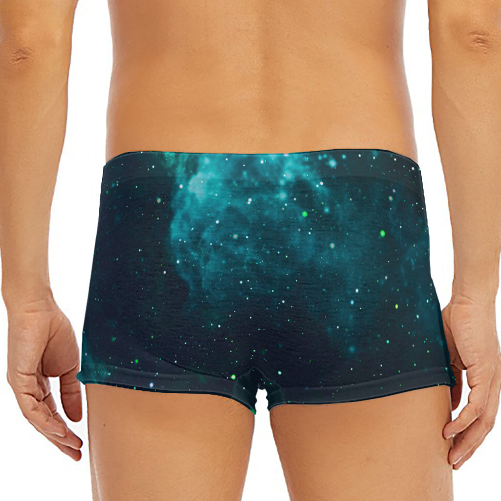 Dark Teal Galaxy Space Print Men's Short Boxer Briefs