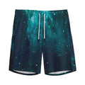 Dark Teal Galaxy Space Print Men's Athletic Shorts