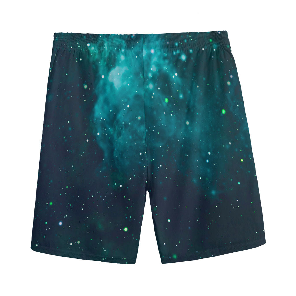 Dark Teal Galaxy Space Print Men's Sports Shorts