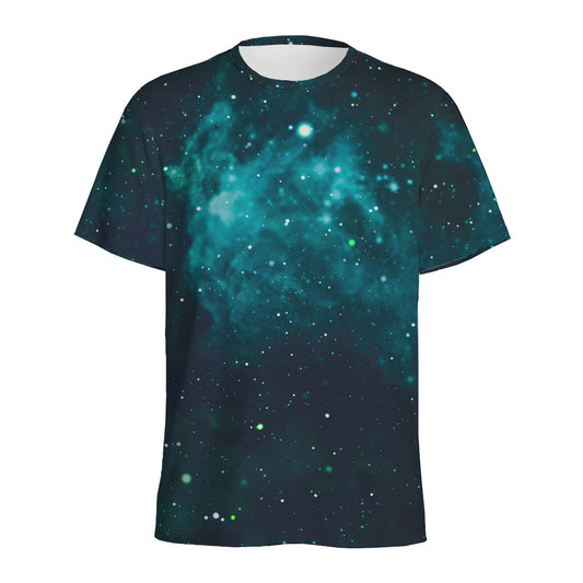 Dark Teal Galaxy Space Print Men's Sports T-Shirt