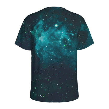 Dark Teal Galaxy Space Print Men's Sports T-Shirt