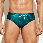 Dark Teal Galaxy Space Print Men's Swim Briefs