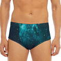 Dark Teal Galaxy Space Print Men's Triangle Swim Briefs