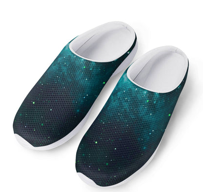 Dark Teal Galaxy Space Print Mesh Casual Shoes