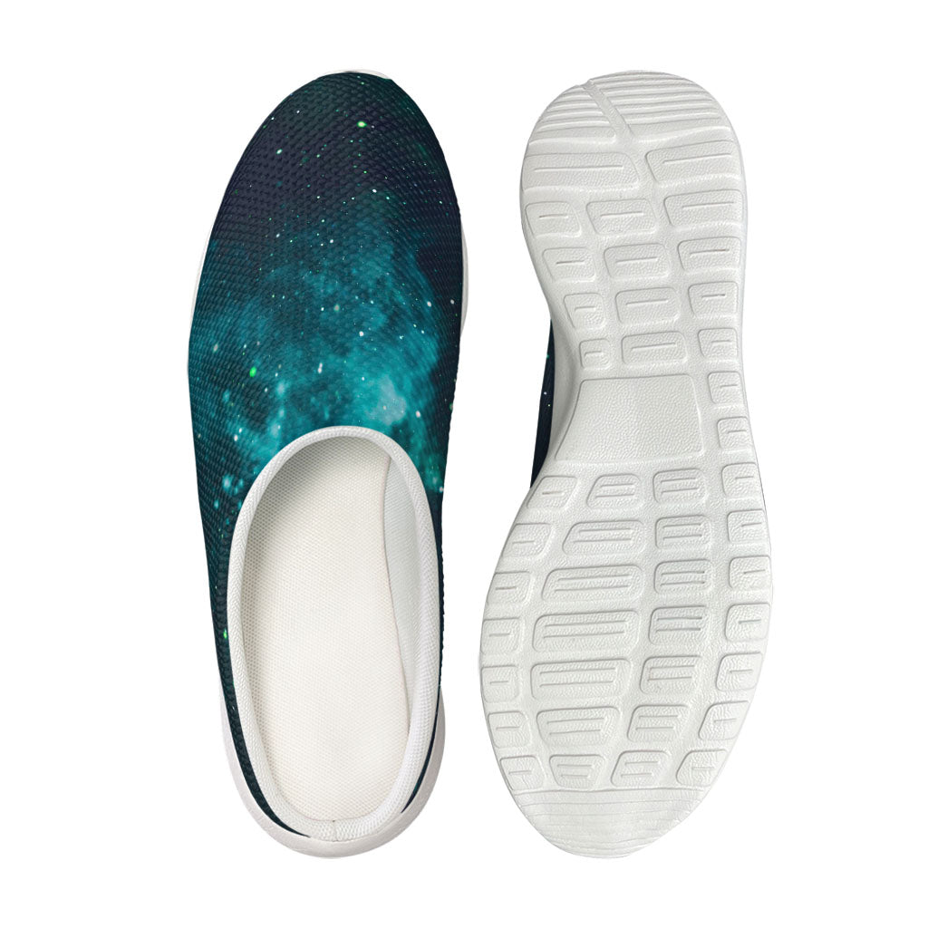 Dark Teal Galaxy Space Print Mesh Casual Shoes