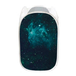 Dark Teal Galaxy Space Print Mesh Laundry Hamper
