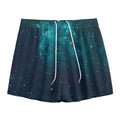Dark Teal Galaxy Space Print Mesh Shorts