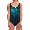 Dark Teal Galaxy Space Print One Piece Swimsuit