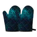Dark Teal Galaxy Space Print Oven Mitts