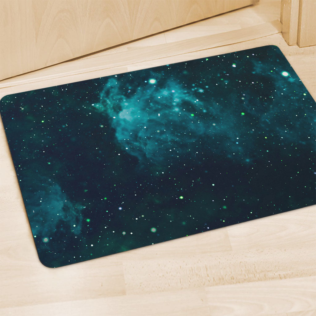 Dark Teal Galaxy Space Print Polyester Doormat