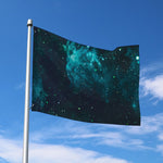 Dark Teal Galaxy Space Print Polyester Flag