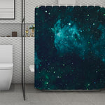Dark Teal Galaxy Space Print Polyester Shower Curtain