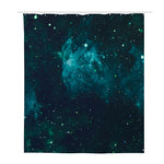 Dark Teal Galaxy Space Print Polyester Shower Curtain