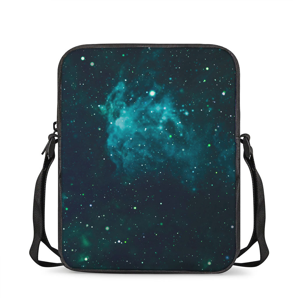 Dark Teal Galaxy Space Print Rectangular Crossbody Bag