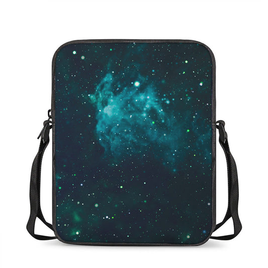 Dark Teal Galaxy Space Print Rectangular Crossbody Bag