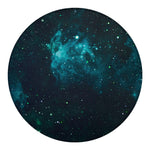 Dark Teal Galaxy Space Print Round Blanket