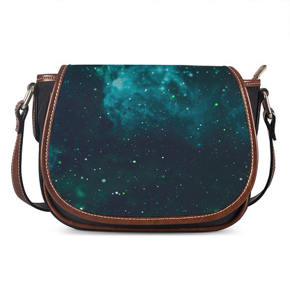 Dark Teal Galaxy Space Print Saddle Bag