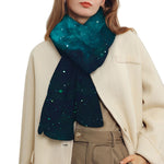 Dark Teal Galaxy Space Print Scarf