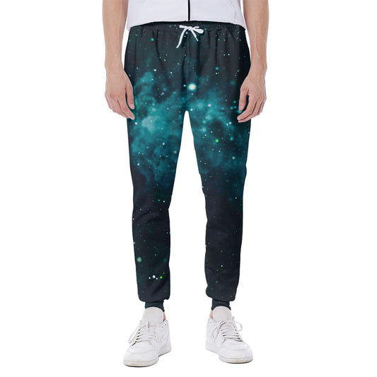 Dark Teal Galaxy Space Print Scuba Joggers