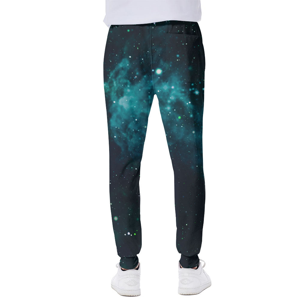 Dark Teal Galaxy Space Print Scuba Joggers