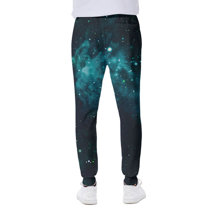 Dark Teal Galaxy Space Print Scuba Joggers