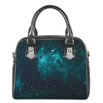 Dark Teal Galaxy Space Print Shoulder Handbag