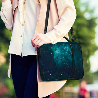 Dark Teal Galaxy Space Print Shoulder Strap Bible Bag