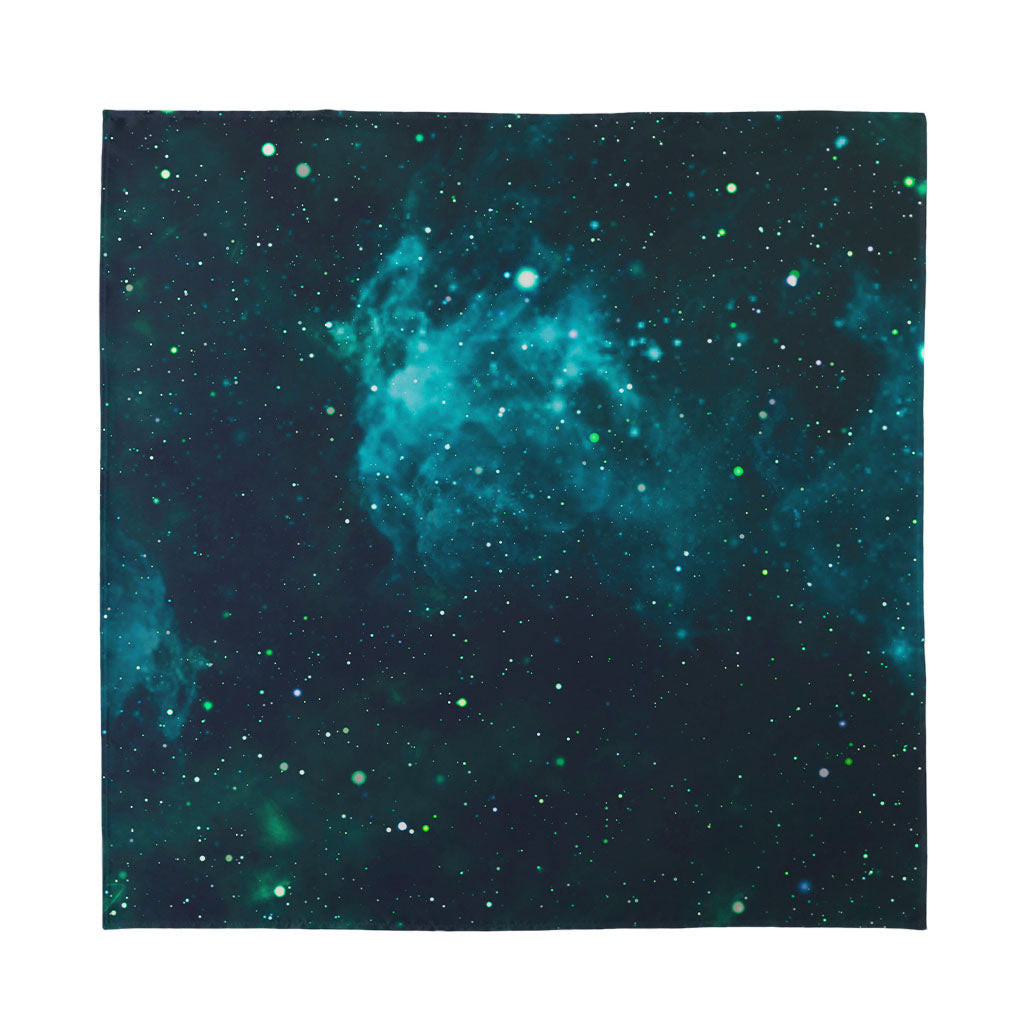 Dark Teal Galaxy Space Print Silk Bandana