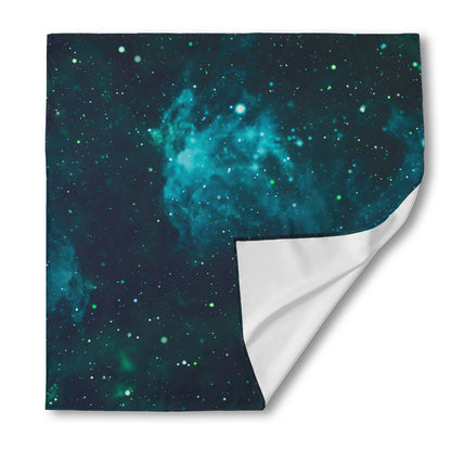 Dark Teal Galaxy Space Print Silk Bandana