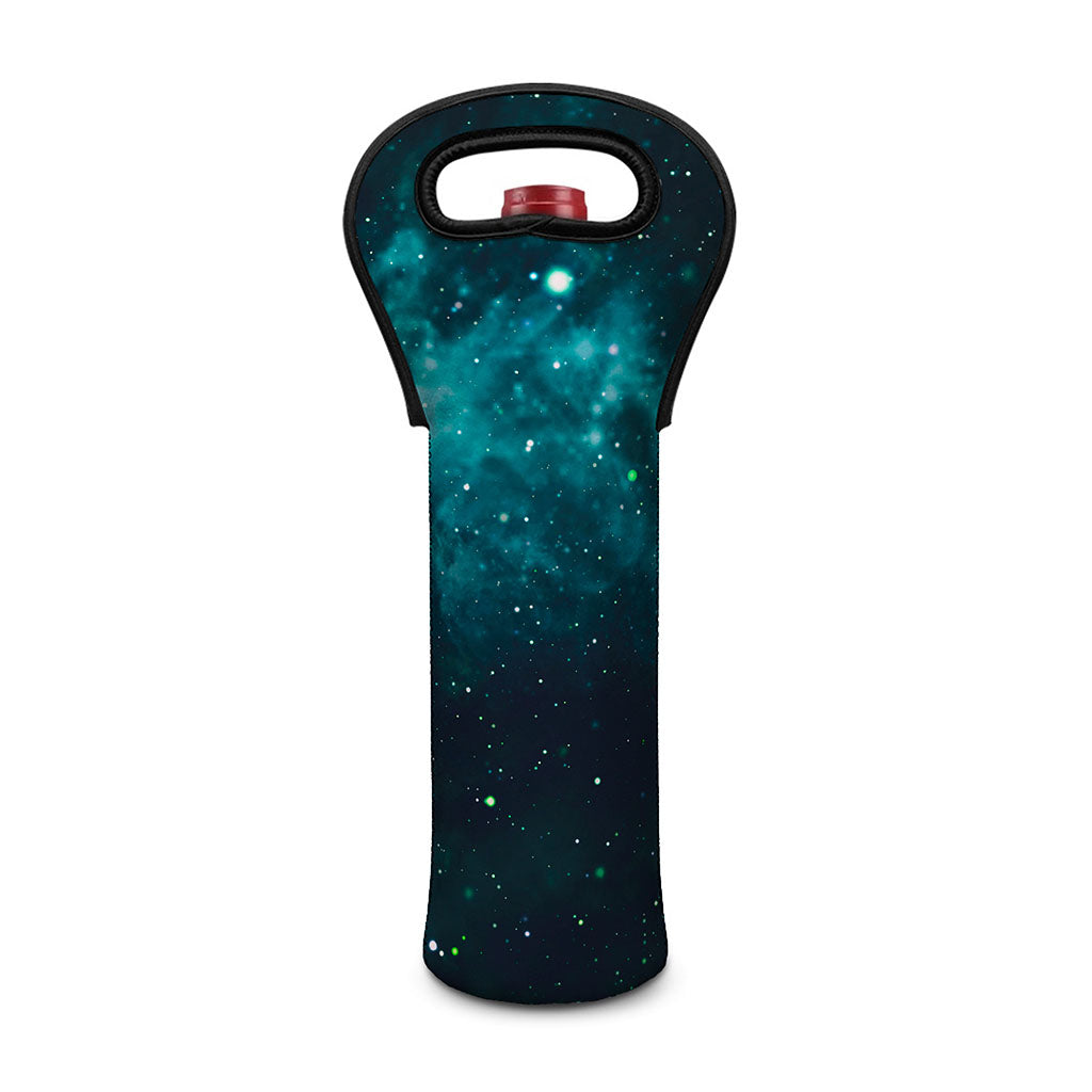Dark Teal Galaxy Space Print Single Neoprene Wine Tote