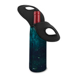 Dark Teal Galaxy Space Print Single Neoprene Wine Tote