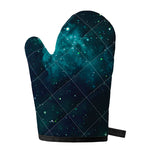 Dark Teal Galaxy Space Print Single Oven Mitt