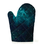 Dark Teal Galaxy Space Print Single Oven Mitt