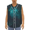 Dark Teal Galaxy Space Print Sleeveless Baseball Jersey