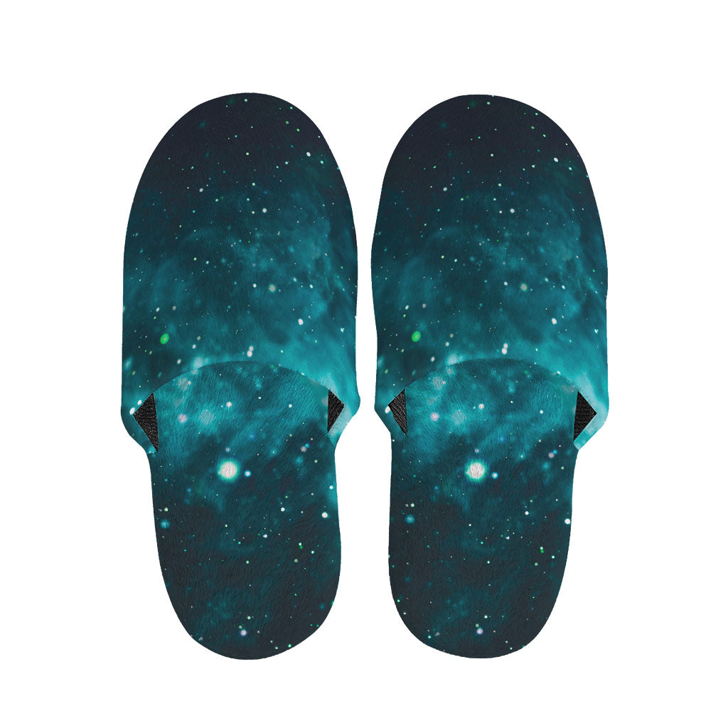 Dark Teal Galaxy Space Print Slippers