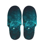 Dark Teal Galaxy Space Print Slippers